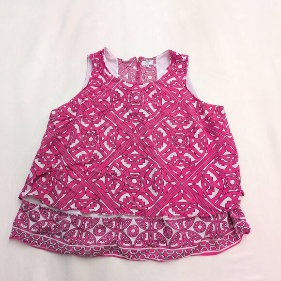 Crown & Ivy Pink Geometric Sleeveless Blouse 2X - Picture 2 of 10